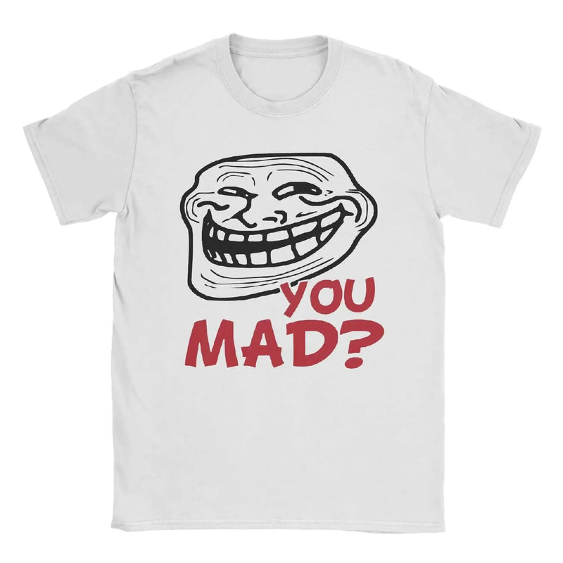 Men's T-Shirt You Mad Troll Face Memes Novelty Cotton Tee Shirt Short Sleeve Funny Humor T Shirt Crew Neck Tops Birthday Gift