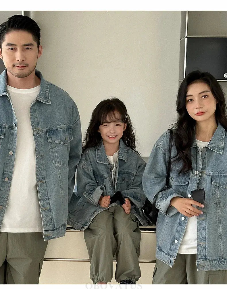 Spring Autumn Korean Parent-Child Clothing Set Matching Outfits for the Family Look Jacket Pants Clothes Set Dad Mum Kids Wear - Mein Shop