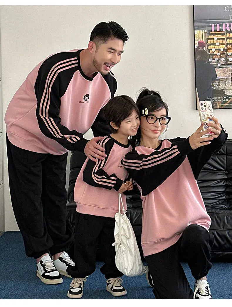 Parents and Children Warm Sweatshirts for The Whole Family Clothes Winter Father Mother and Son Daughter Thick Long Sleeve Tops - Mein Shop