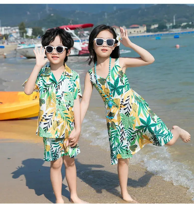 Family Fashion Beach Father and Son Outfits Vacation Look Mother Daughter Baby Girl Dress Holiday Parents and Children Clothes Mein Shop