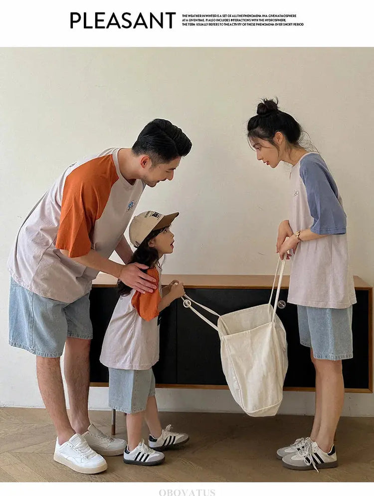 Summer Vacation Wear Father Mother Kids Family Clothing Sets Tshirt Shorts 2PCS Family Look Outfits Couple Child Costume Suit - Mein Shop