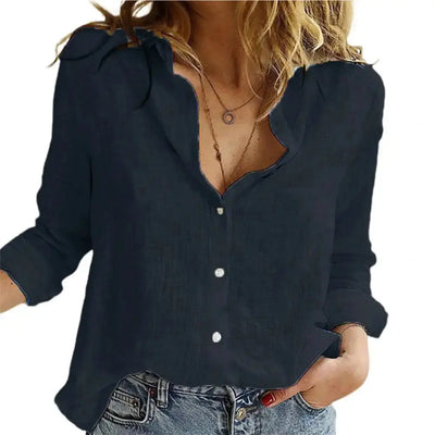 Women's oversized blouse - plain, long sleeves, button placket, plus size, spring shirt, cardigan, loose fit - Mein Shop