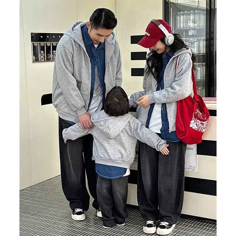 Winter Family Warm Jacket Parent-child Clothes Korea Fashion Father Mother and Daughter Son Baby Matching Thick Coat with Hooded