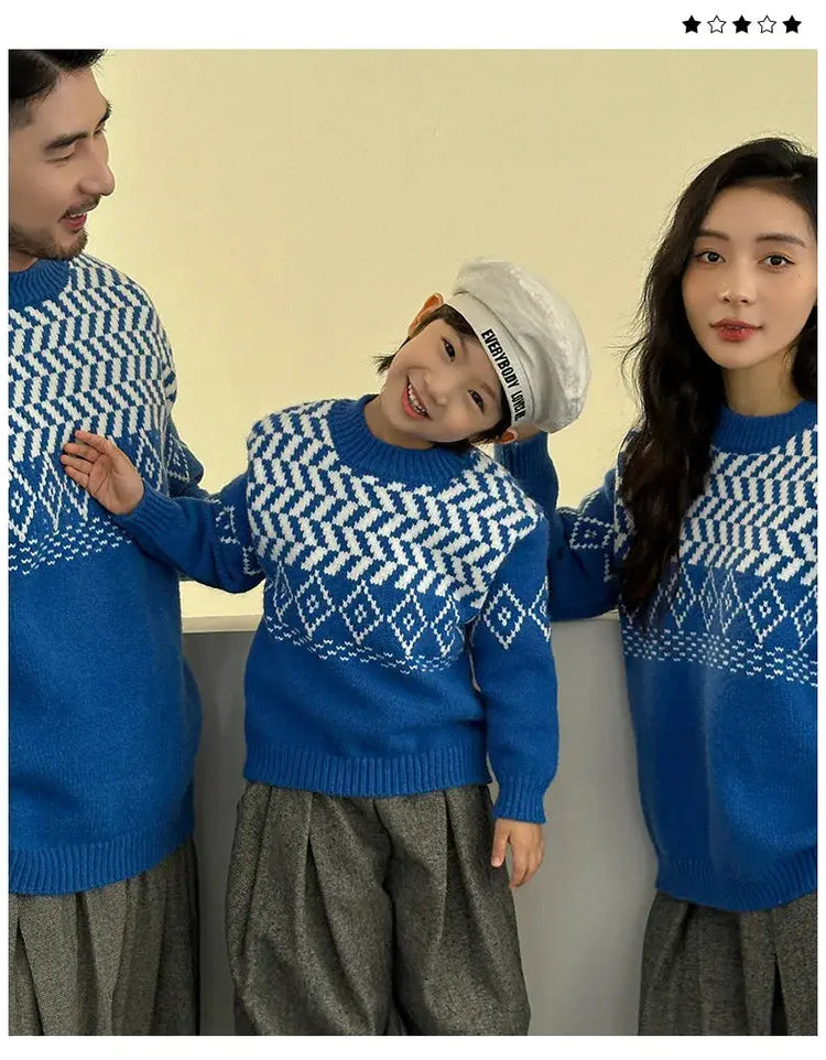 Knit Sweaters for The Whole Family Knitwear Winter Father Mother and Daughter Son Children Boy Girl Knitted Long Sleeve Pullover - Mein Shop