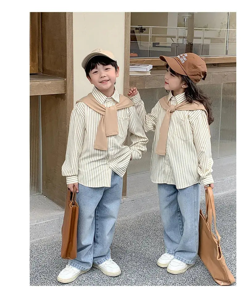 Family Matching Clothes 2024 Korea Spring Dad Mom and Baby Same Shirts for Women Fashion Clothing Children Boy Girl Plaid Blouse - Mein Shop