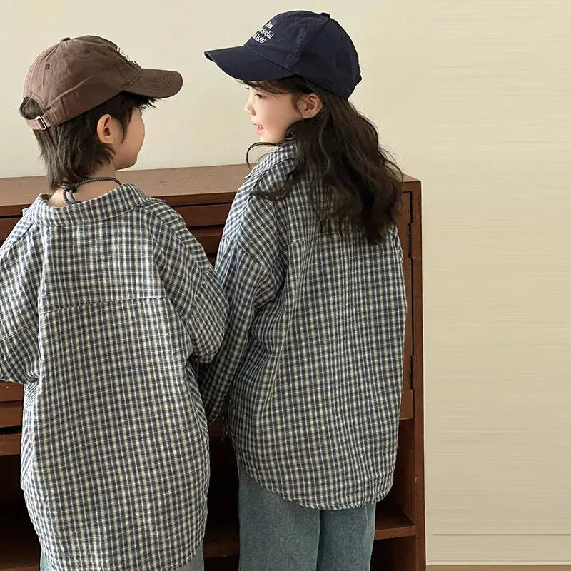 New Elegant Family Look Clothing Mother and Daughter Father Son Plaid Shirt Long Sleeve Blouse Fashion Family Matching Outfit - Mein Shop