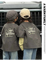 Fashion Family Long Sleeve T-shirt Parent-child Tee Korean Father Mother and Son Daughter Same Clothes Dad Mom and Baby Clothing