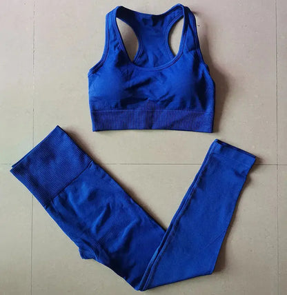 High Waist Elastic Seamless Yoga Wear Women Fitness Clothes Gym Clothing Workout Set Long Sleeve Crop Top Leggings Sports Suit - Mein Shop