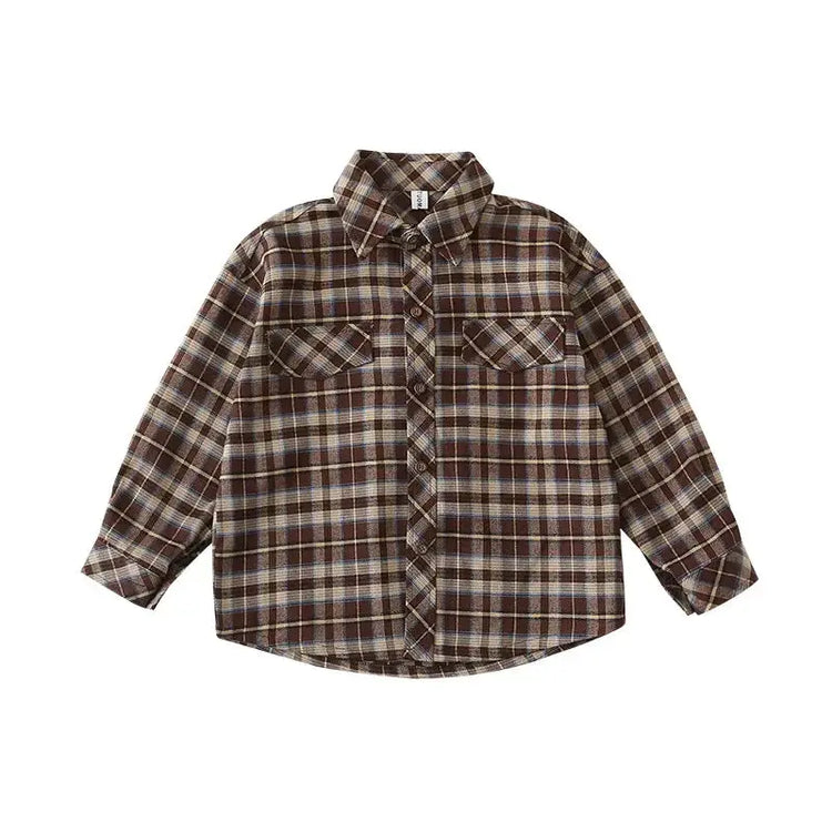 Equal Family Plaid Shirts Autumn Father Mother and Daughter Son Same Long Sleeve Tops Korean Vintage Parent-child Jacket Coat - Mein Shop