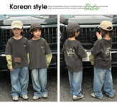 Fashion Family Long Sleeve T-shirt Parent-child Tee Korean Father Mother and Son Daughter Same Clothes Dad Mom and Baby Clothing - Mein Shop