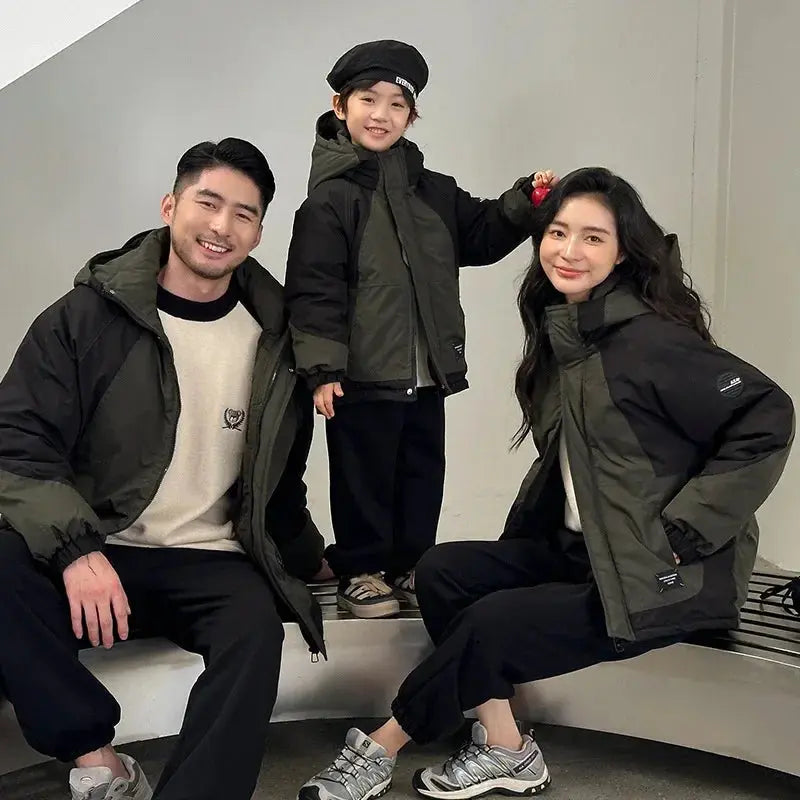 Family Matching Warm Clothes Winter Daughter Mother Thick Padded Coat Son Father Quilted Jacket Parents and Children Clothing
