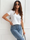 Women's Blouses T-shirt New Fashion Summer Pullover Tops White Short Sleeve Slim Fit V-Neck T-Shirt For Women Casual Clothing - Mein Shop