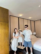 Fashion Family Matching Couple Clothes Mother and Daughter White Dress Dad and Son Baby Clothing Korean Boys Two Piece Outfits - Mein Shop