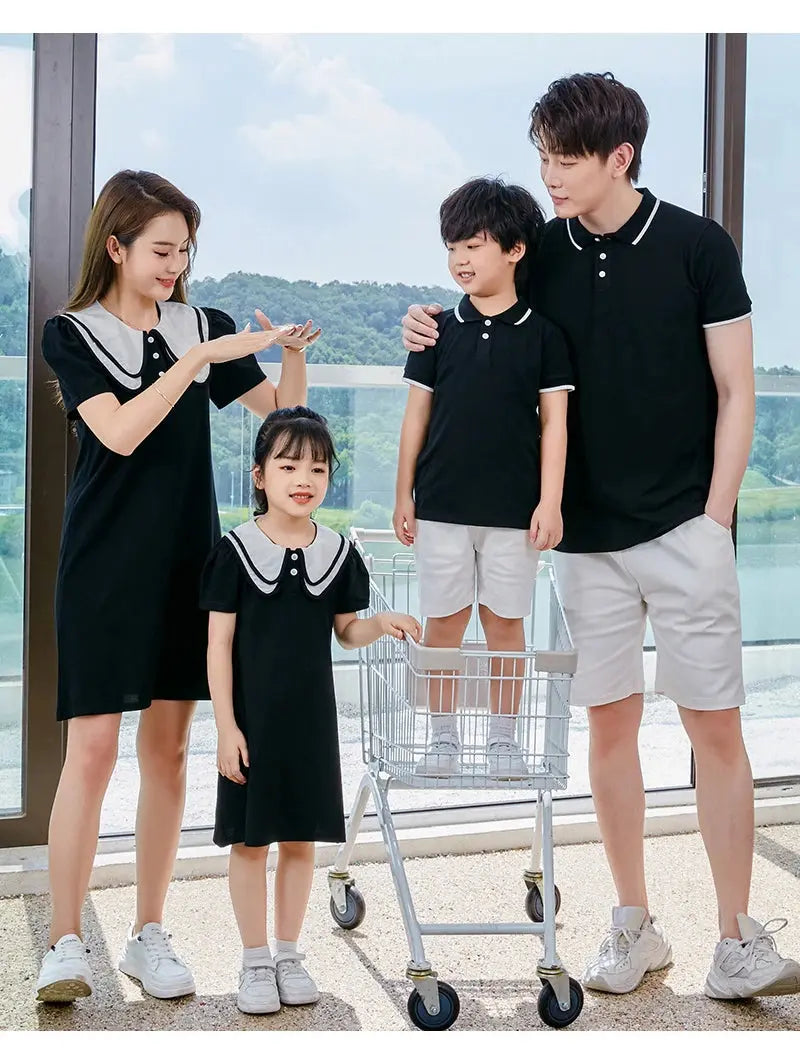 Coordinated Outfits for Family Matching Clothes Mother and Daughter Black Dress Father and Son Kid Shirt Outfits Dad Child Sets - Mein Shop