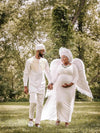 Schwangerenkleider Fotoshooting mit langen Ärmeln und V-Ausschnitt, elegante Mesh-Robe mit Bodenschleppe für Schwangerschaftsfotos und Babypartys
