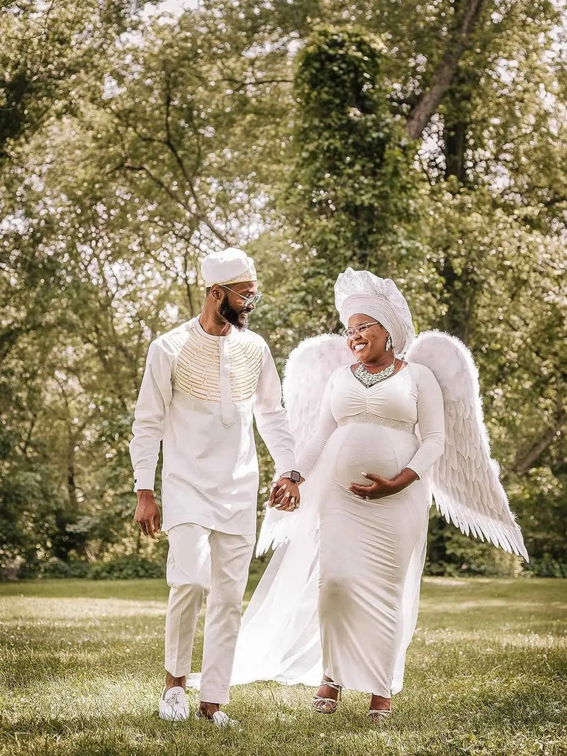 Schwangerenkleider Fotoshooting mit langen Ärmeln und V-Ausschnitt, elegante Mesh-Robe mit Bodenschleppe für Schwangerschaftsfotos und Babypartys