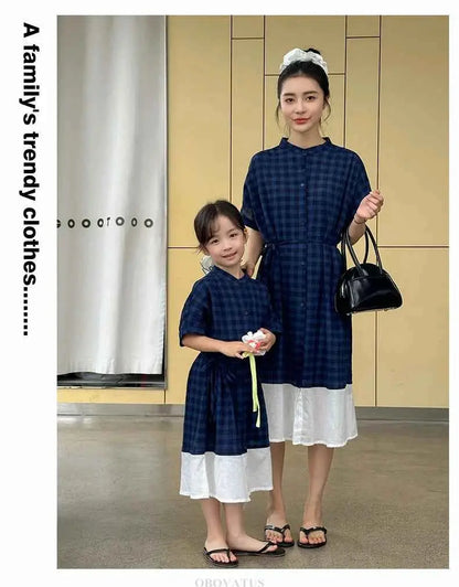 Family Matching Clothes Boy Girl Outfit Set Father and Son Shirt Shorts Suit Mother and Daughter Dress Same Girl Blouse Dress