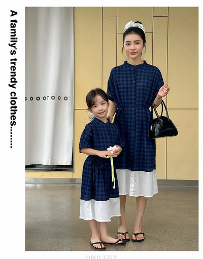 Family Matching Clothes Boy Girl Outfit Set Father and Son Shirt Shorts Suit Mother and Daughter Dress Same Girl Blouse Dress - Mein Shop