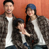 Equal Family Plaid Shirts Autumn Father Mother and Daughter Son Same Long Sleeve Tops Korean Vintage Parent-child Jacket Coat - Mein Shop