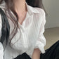 Women Shirt Turn Down Collar Cardigan Shirt Women Solid Color Sun Shirt - Mein Shop