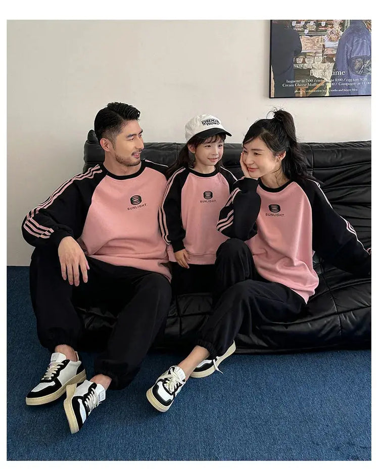 Parents and Children Warm Sweatshirts for The Whole Family Clothes Winter Father Mother and Son Daughter Thick Long Sleeve Tops - Mein Shop