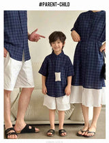 Family Matching Clothes Boy Girl Outfit Set Father and Son Shirt Shorts Suit Mother and Daughter Dress Same Girl Blouse Dress