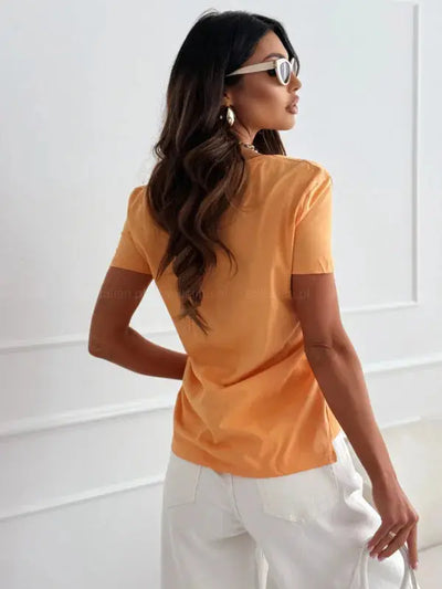 Women's Blouses T-shirt New Fashion Summer Pullover Tops White Short Sleeve Slim Fit V-Neck T-Shirt For Women Casual Clothing - Mein Shop