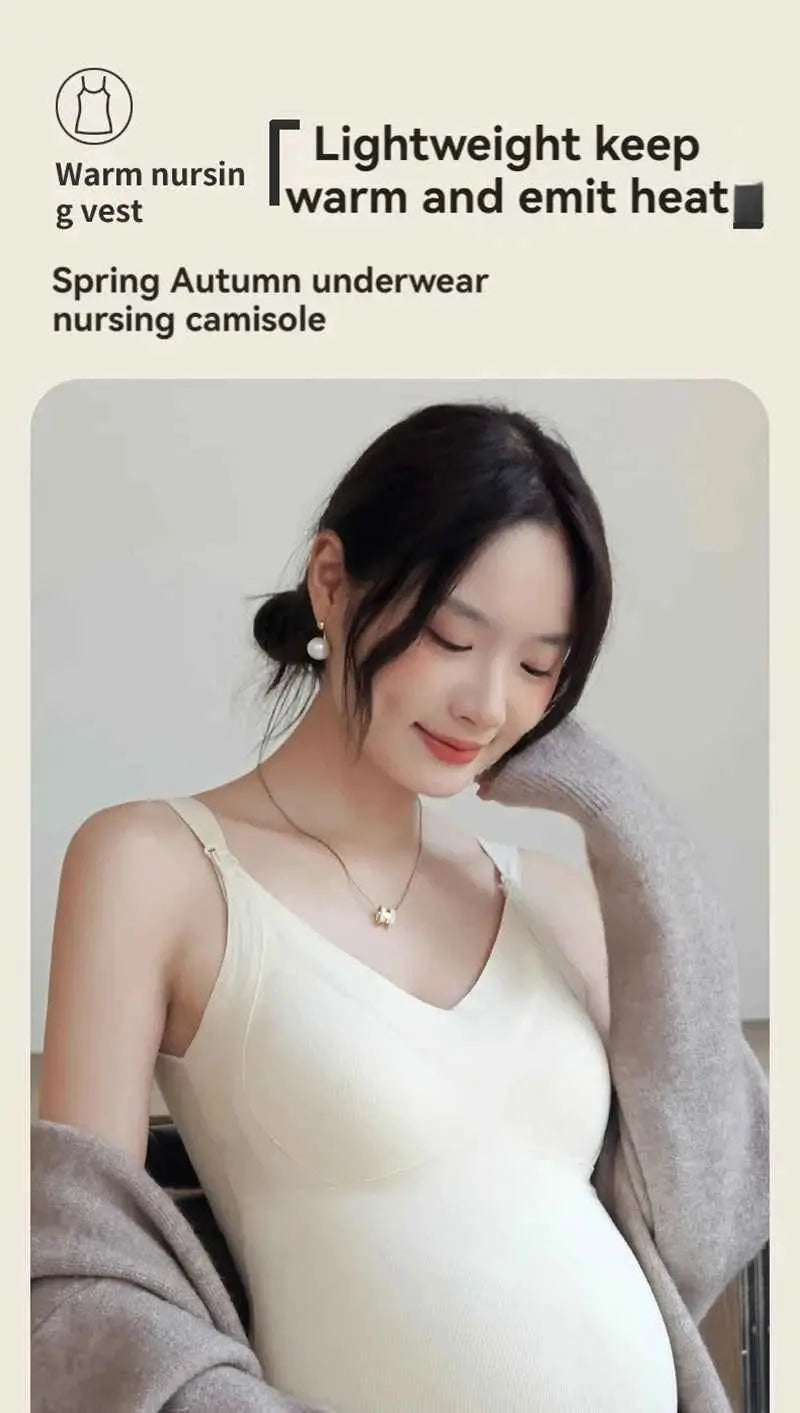 Neue Mode Schwangere Damen Weste Warmes Top für Herbst und Winter, kein BH nötig, Stilltop für werdende Mütter