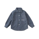 Family Cotton Denim Shirts Parent-child Fashion Clothes Mother and Daughter Jacket Korean Father and Son Same Stripe Coat Tops - Mein Shop