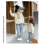 Family Matching Clothes 2024 Korea Spring Dad Mom and Baby Same Shirts for Women Fashion Clothing Children Boy Girl Plaid Blouse - Mein Shop