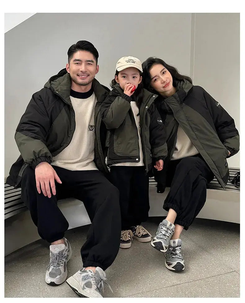 Family Matching Warm Clothes Winter Daughter Mother Thick Padded Coat Son Father Quilted Jacket Parents and Children Clothing - Mein Shop