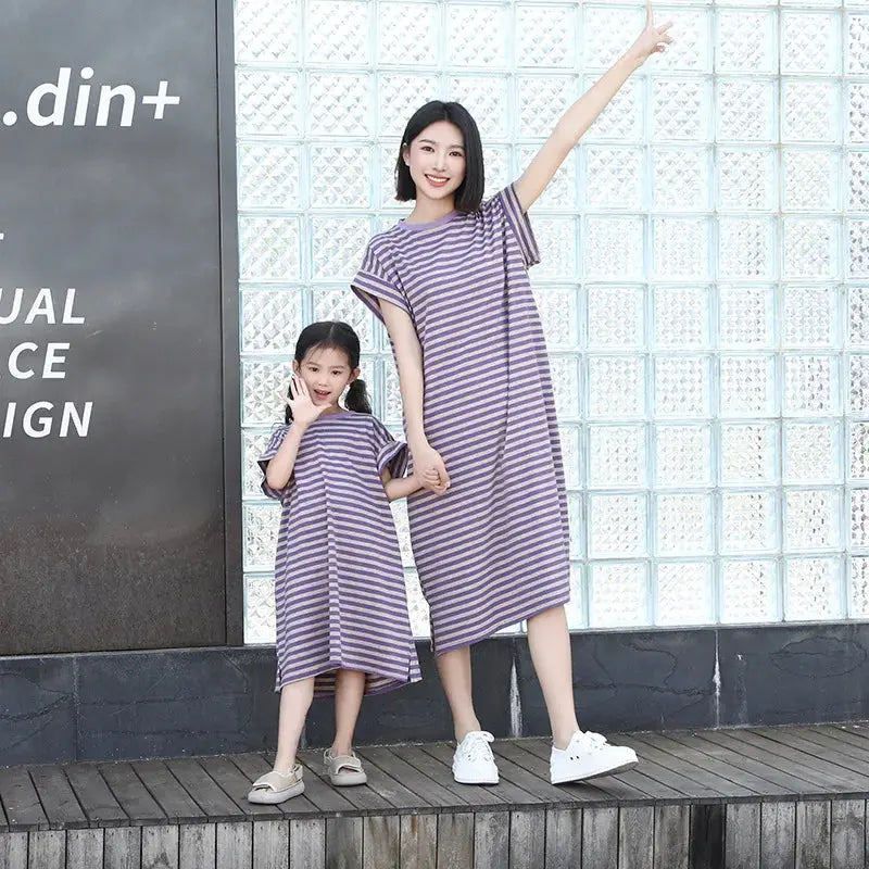 Family Look Clothes Mom and Daughter Same Dress Dad Short Sleeve T Shirts Mother and Son Kids Clothing Children Two Piece Outfit - Mein Shop