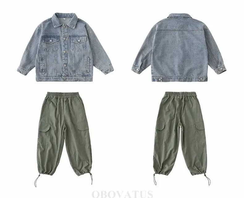 Spring Autumn Korean Parent-Child Clothing Set Matching Outfits for the Family Look Jacket Pants Clothes Set Dad Mum Kids Wear - Mein Shop