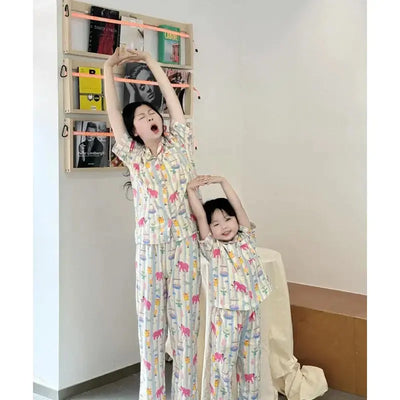 Family Pijama Set Mother and Daughter Matching Sleepwear Suit Mom and Baby Girl Same Home Clothes Mommy and Me Nightgown Outfits - Mein Shop