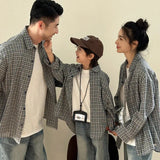 Matching Family Plaid Shirts Dad Mom and Boys Girls Fashion Clothes Korean Father Mother and Daughter Son Same Clothing Jacket Mein Shop