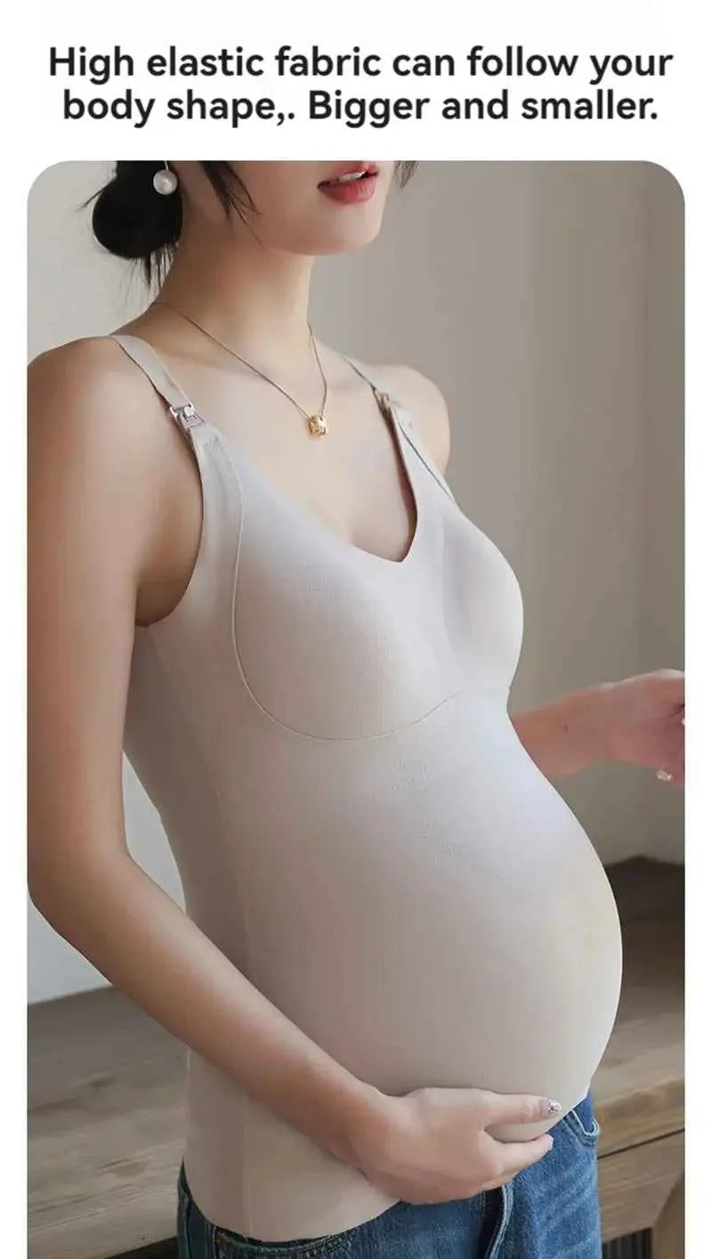 Neue Mode Schwangere Damen Weste Warmes Top für Herbst und Winter, kein BH nötig, Stilltop für werdende Mütter