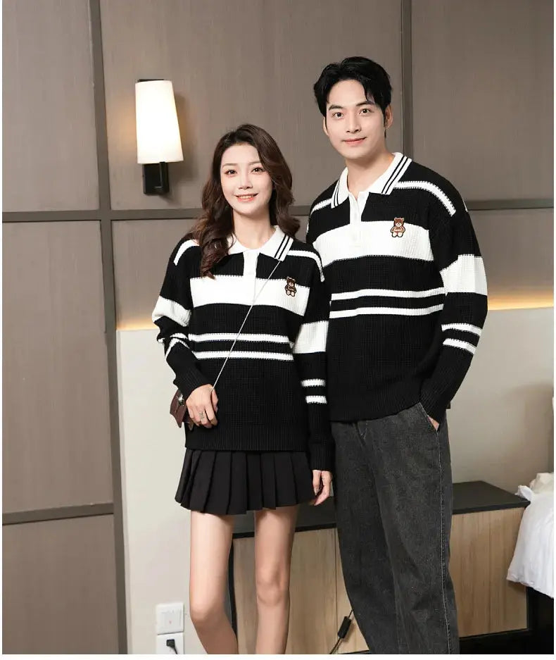 Sweater for The Whole Family Polo Knit Tops Fashion Mom and Daughter Child Girl Matching Jumper Dad and Son Baby Boy Knitwear - Mein Shop