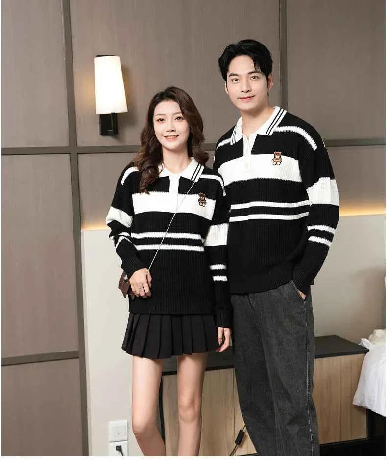 Sweater for The Whole Family Polo Knit Tops Fashion Mom and Daughter Child Girl Matching Jumper Dad and Son Baby Boy Knitwear