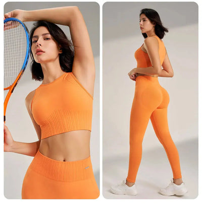 Yoga Clothing Set Women's High Waisted Leggings and Top Two Piece Seamless Fitness Exercise Clothing Fitness Workout Underwear - Mein Shop