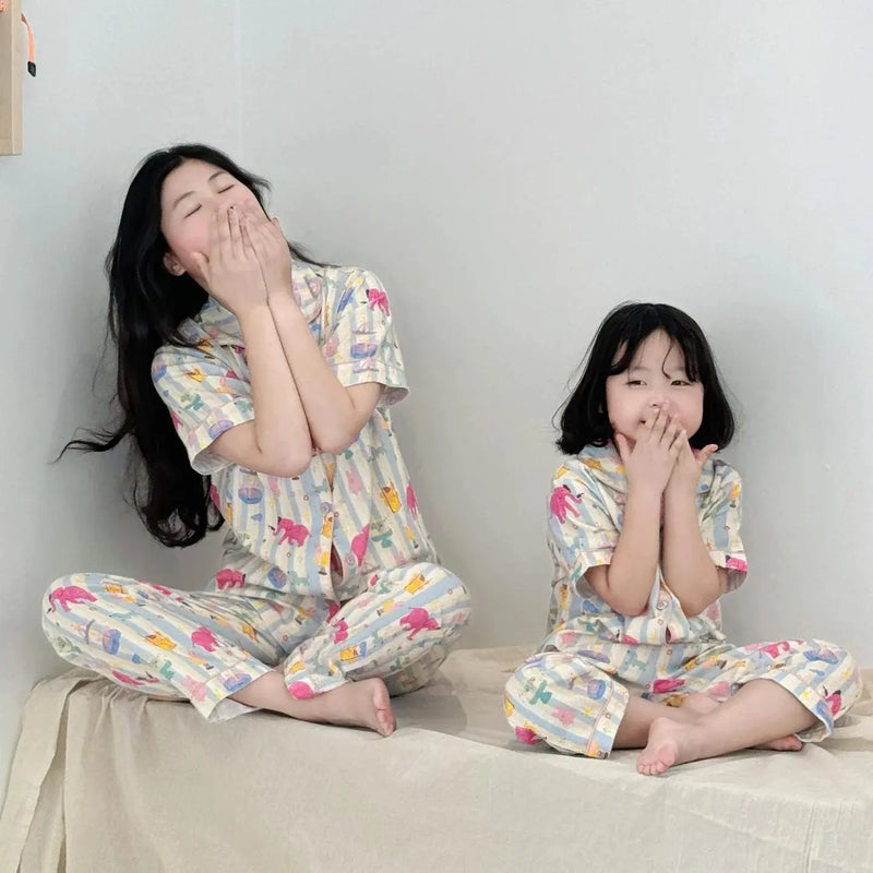 Family Pijama Set Mother and Daughter Matching Sleepwear Suit Mom and Baby Girl Same Home Clothes Mommy and Me Nightgown Outfits - Mein Shop