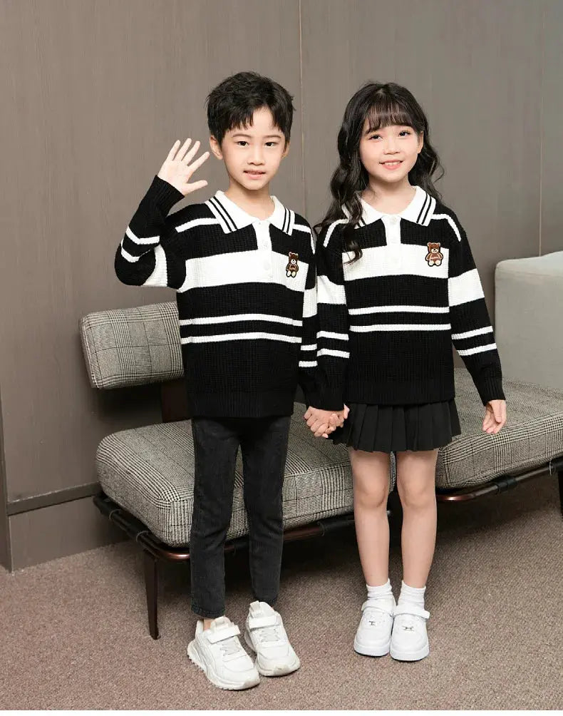 Sweater for The Whole Family Polo Knit Tops Fashion Mom and Daughter Child Girl Matching Jumper Dad and Son Baby Boy Knitwear - Mein Shop