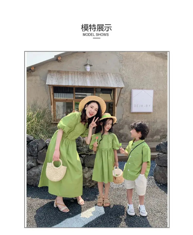 Family Matching Clothes Mom Daughter Dress Dad and Son Sets Korean Women Dresses Mother and Boys Outfits Brother Sister Clothing - Mein Shop