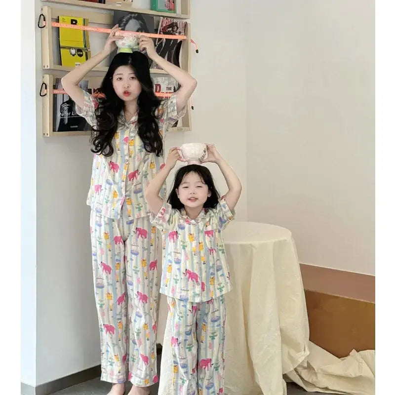 Family Pijama Set Mother and Daughter Matching Sleepwear Suit Mom and Baby Girl Same Home Clothes Mommy and Me Nightgown Outfits - Mein Shop