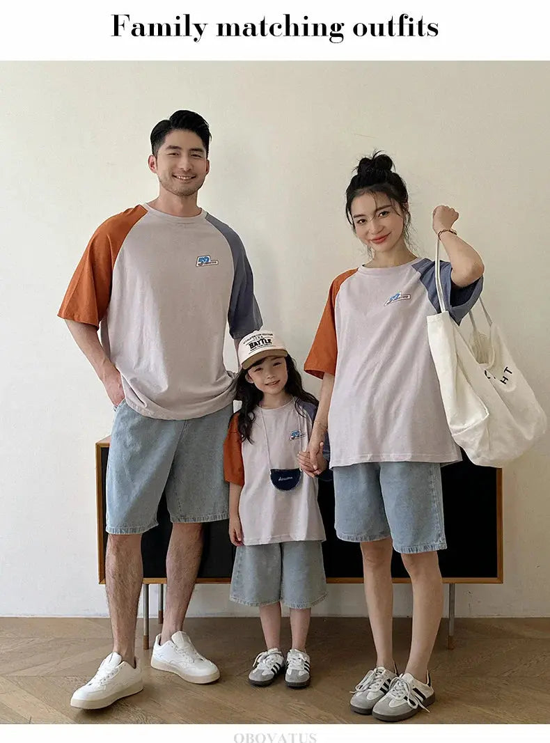 Summer Vacation Wear Father Mother Kids Family Clothing Sets Tshirt Shorts 2PCS Family Look Outfits Couple Child Costume Suit - Mein Shop