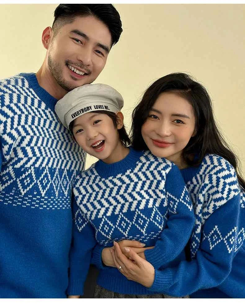 Knit Sweaters for The Whole Family Knitwear Winter Father Mother and Daughter Son Children Boy Girl Knitted Long Sleeve Pullover