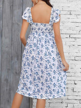 Pregnancy Woman Dress Summer Printed Korean Version Loose Pregnant Blue Dress Beach Holiday Dress For Pregnant Photo Shoot