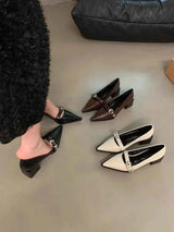 2025 Women Shoe Fashion Pointed High Heel Single Shoe Trend New Retro Spring Belt Buckle French Elegant Banquet Dress Shoes