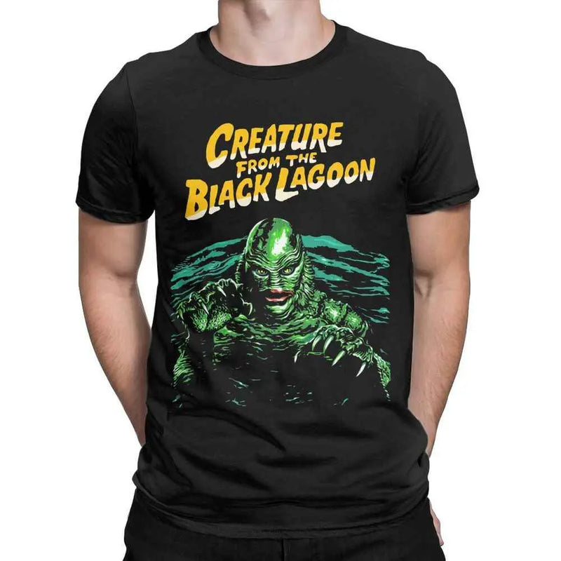 Men T-Shirts Creature From The Black Lagoon Creative Pure Cotton Tees Short Sleeve T Shirt Crewneck Tops New Arrival