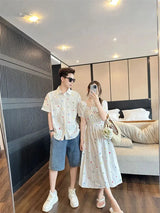 Fashion Family Matching Couple Clothes Mother and Daughter White Dress Dad and Son Baby Clothing Korean Boys Two Piece Outfits - Mein Shop