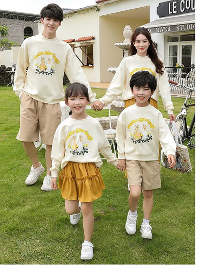 Family Matching Clothes Sets for Couple Mother and Daughter Tops Skirts Two Piece Outfits Father and Son Sweatshirts Shorts Suit - Mein Shop